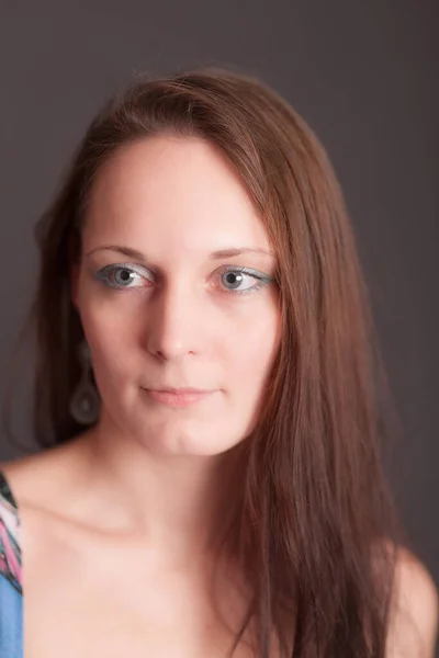 Studio Portrait Girl Long Hair — Stock Photo, Image