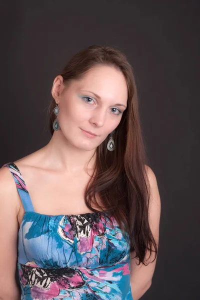 Studio Portrait Girl Long Hair — Stock Photo, Image