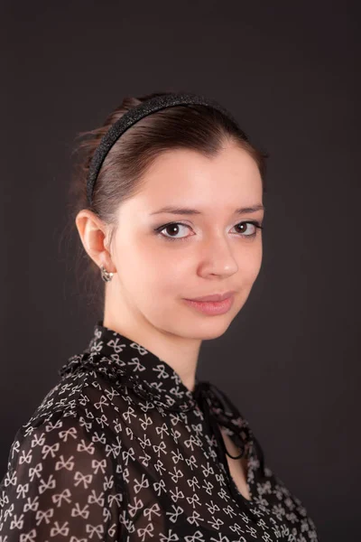 Studio Portrait Girl Black Background — Stock Photo, Image