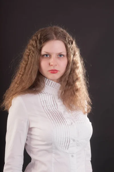 Studio Portrait Teenage Girl Black Background — Stock Photo, Image