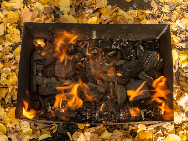 Hořící Uhlí Pro Grilování Grilu — Stock fotografie