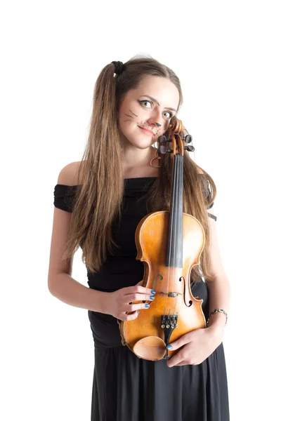 Stående med violin — Stockfoto