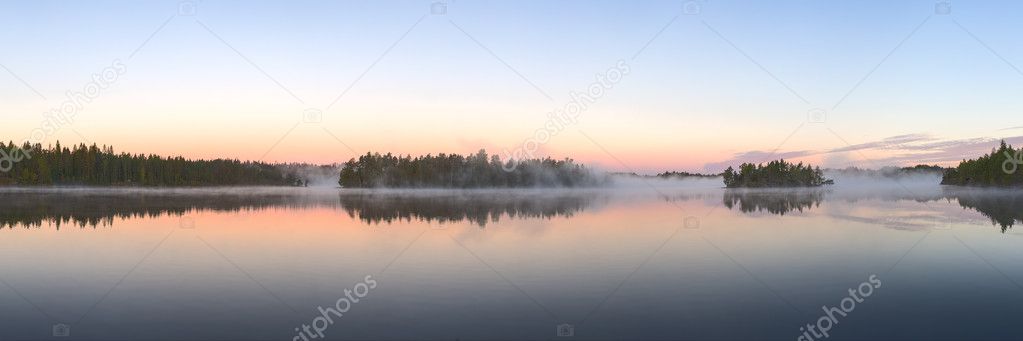 pink dawn on the lake