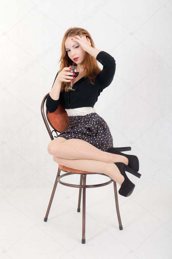 girl with a glass of wine