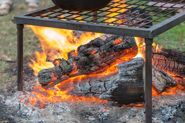 Big fire from logs — Stock Photo, Image