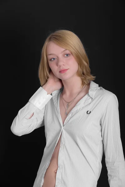 Girl in a shirt — Stock Photo, Image