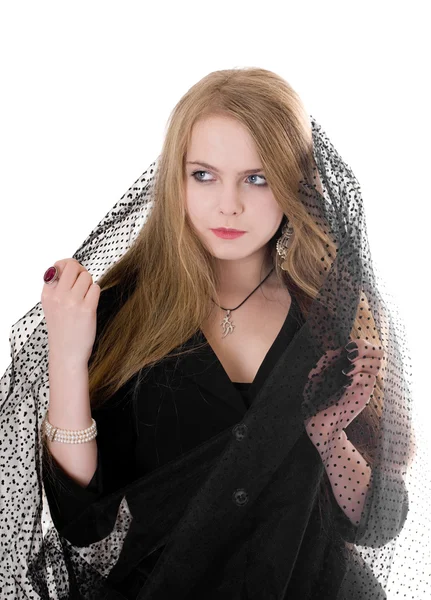 Teenager Mädchen in schwarz — Stockfoto