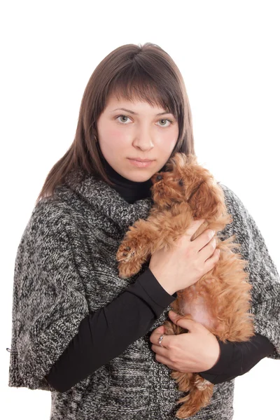 Portret van een meisje met een hond — Stockfoto