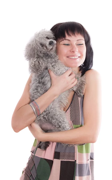 Woman with pet dog — Stock Photo, Image