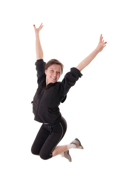 Veselé skoky ženy — Stock fotografie