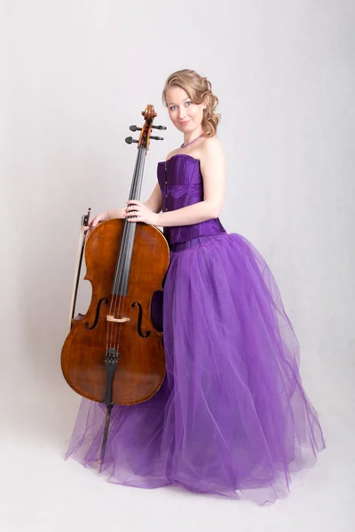 Girl with cello — Stock Photo, Image