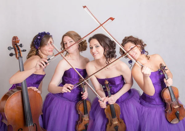 Quarteto musical divertido — Fotografia de Stock