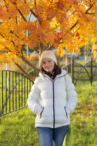 Menina na rua de outono — Fotografia de Stock