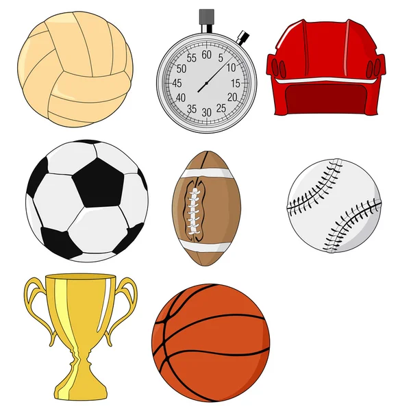 Serie di illustrazioni di oggetti sportivi — Vettoriale Stock