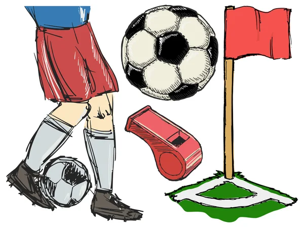 Uppsättning illustrationer av fotboll ämne — Stock vektor