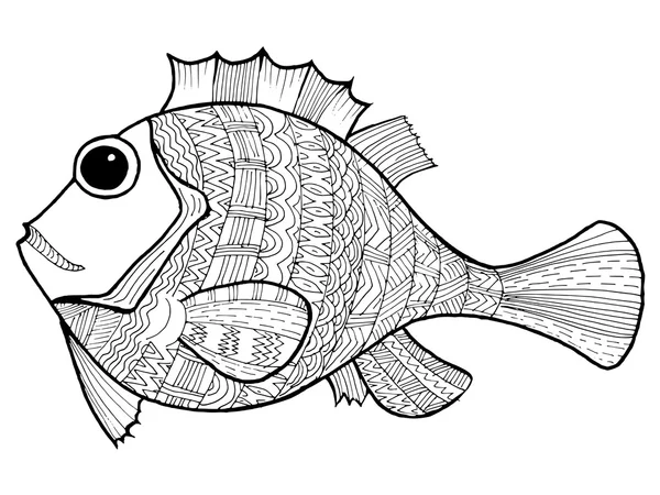 Ilustração doodle de peixes — Vetor de Stock