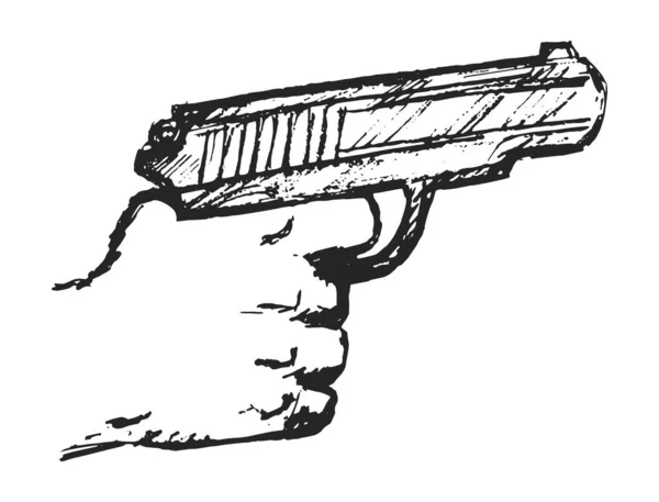 Tueur Avec Arme Main Avec Arme Image Vectorielle Croquis Sur — Image vectorielle