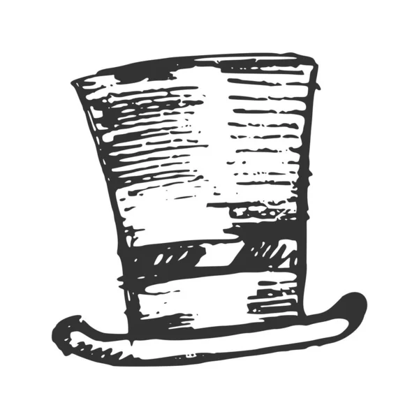 Топ Шляпа Ручной Рисунок Вектор Эскиз Изображения Белом Мотивы Старинной — стоковый вектор