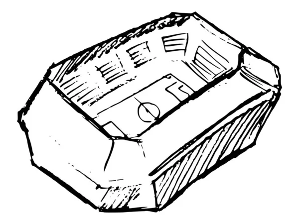 경기장 건축의 스포츠 게임의 관점이죠 Vector Monochrome 스케치 일러스트는 디자인에 — 스톡 벡터