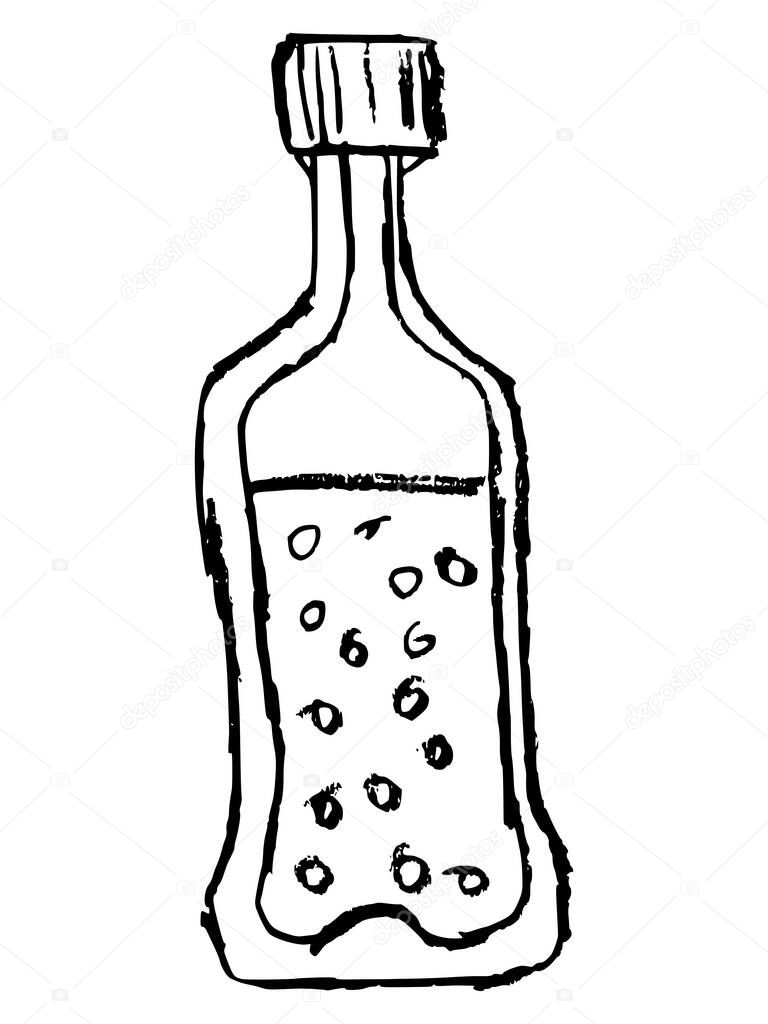 Bottle of fizzy drink. Motive of drinks and food. Can be used for printing and web design