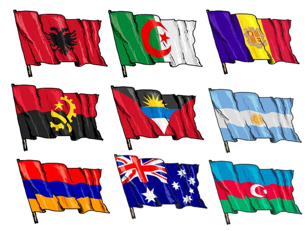 Uppsättning flaggor nationella — Stock vektor