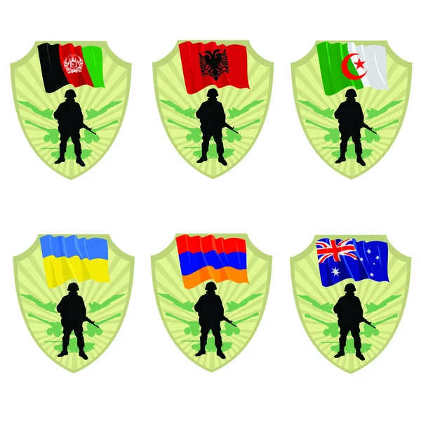 Leger van Albanië, Afghanistan, Australië, Armenië, Oekraïne, Algerije — Stockvector
