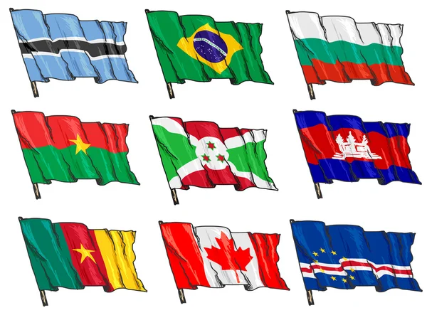 Zestaw flagi narodowe — Wektor stockowy