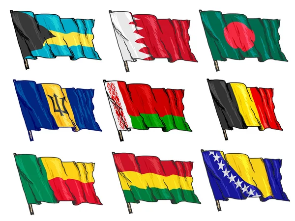 Ensemble de drapeaux nationaux — Image vectorielle