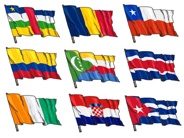 Ülke bayrakları kümesi — Stok Vektör