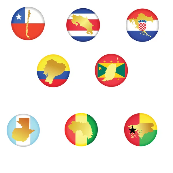 Sammlung von Symbolen mit Ländern — Stockvektor