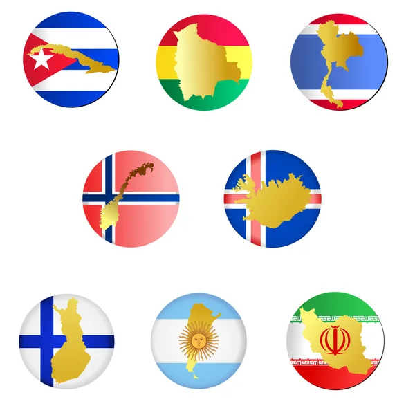 Iconos de colección con los países — Vector de stock