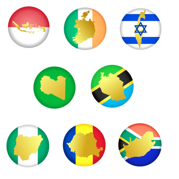 Iconos de colección con los países — Vector de stock