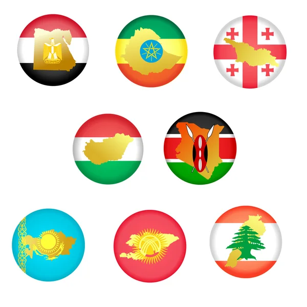 Icônes de collection avec pays — Image vectorielle