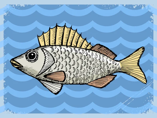 Винтажный фон с рыбой — стоковый вектор