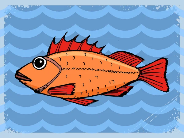 Fond vintage avec des poissons — Image vectorielle