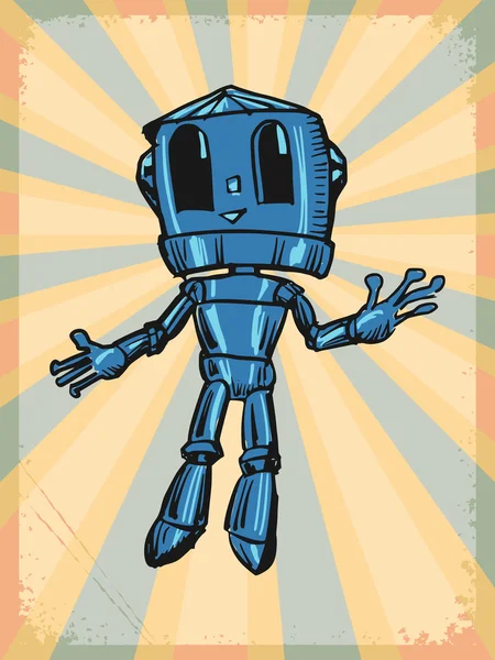 Fondo vintage con robot — Vector de stock