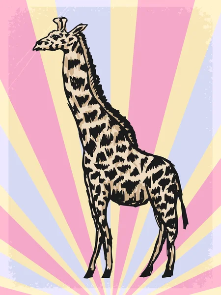 Fundal vintage cu girafă — Vector de stoc