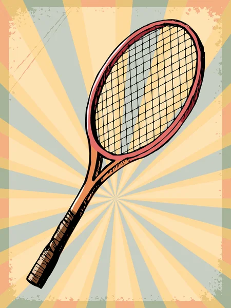 Fondo vintage con raqueta de tenis — Vector de stock