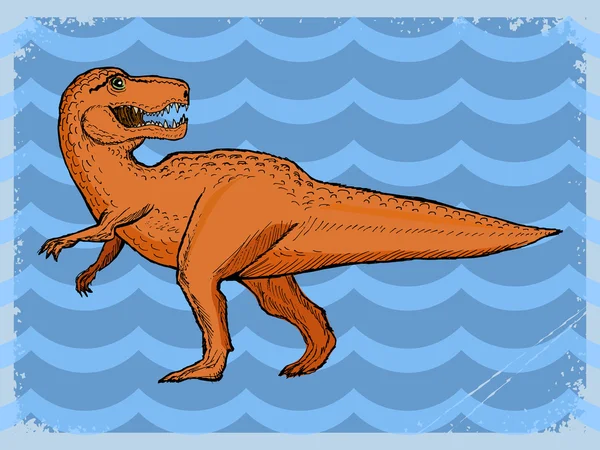 Dinozor ile antika arka plan — Stok Vektör