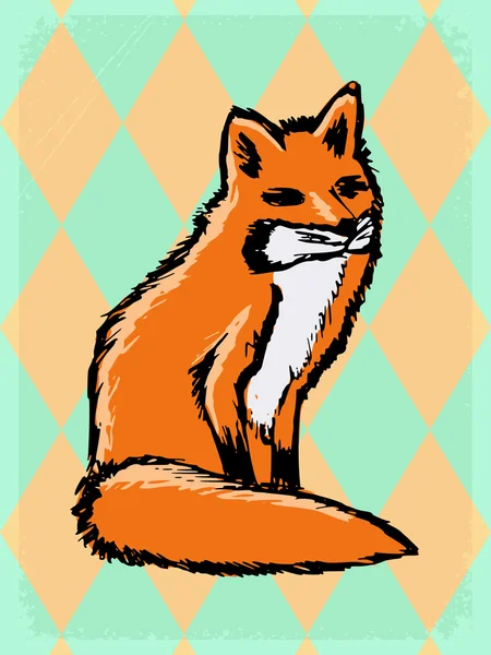 Vintage pozadí s red fox — Stockový vektor