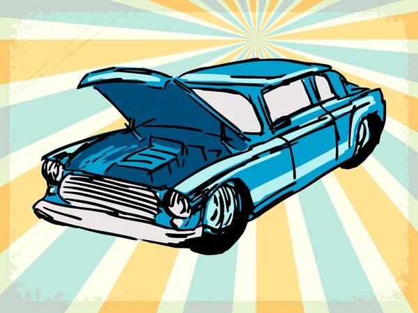 Vintage achtergrond met vintage auto — Stockvector