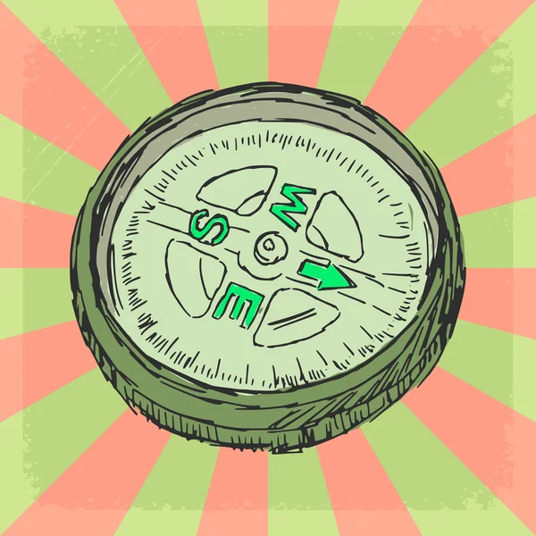 Vintage achtergrond met kompas — Stockvector