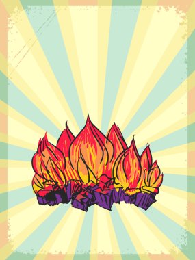 kamp ateşi ile antika arka plan