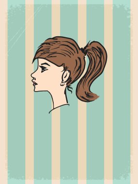 genç kız ile antika arka plan