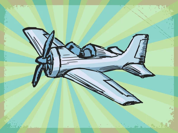Fondo vintage con avión — Vector de stock