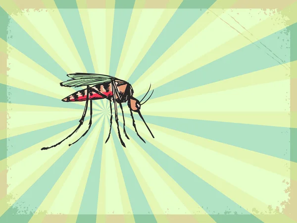 蚊とビンテージ背景 — ストックベクタ
