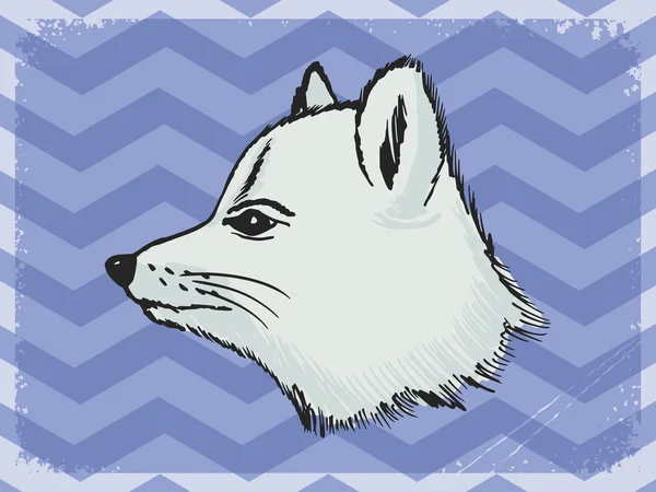 Vintage achtergrond met polar fox — Stockvector