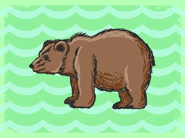 Винтажный фон с медведем — стоковый вектор