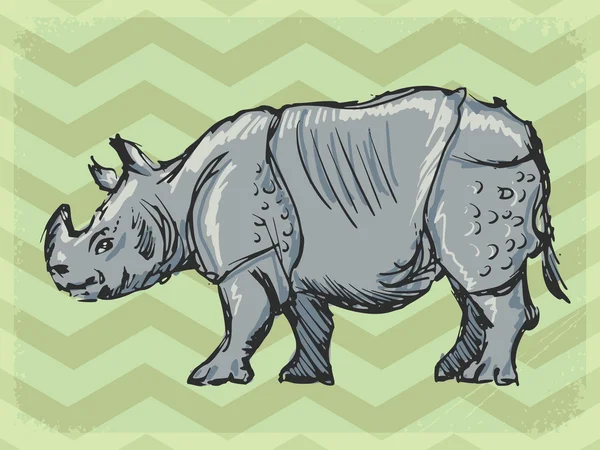 Fond vintage avec rhinocéros — Image vectorielle