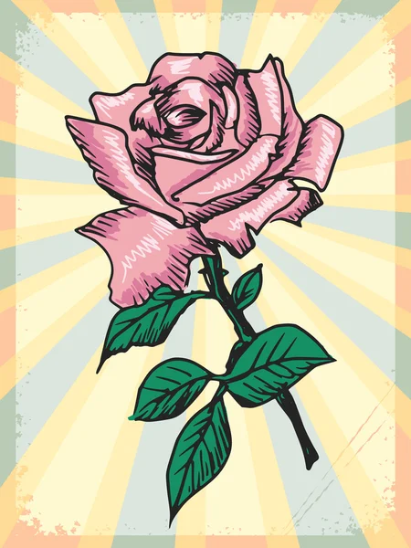 Fond vintage avec rose — Image vectorielle